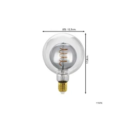 Eglo LED Globe E27 Filament Smokey 2W 80lm - 820 Extra Varm Vit | Dimbar - Ersättare 15W
