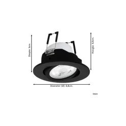 Eglo LED Spot Saliceto-Z Aluminium Svart 4.7W 440lm - 827-865 Justerbar Vit + RGB | 88mm - Utskärning 68mm - IP20 - Zigbee Dimbar