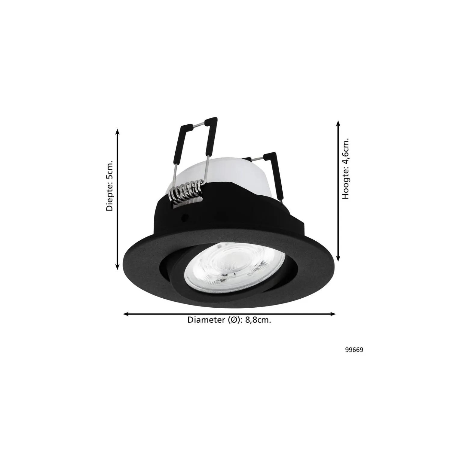 Eglo LED Spot Saliceto-Z Aluminium Svart 4.7W 440lm - 827-865 Justerbar Vit + RGB | 88mm - Utskärning 68mm - IP20 - Zigbee Dimbar