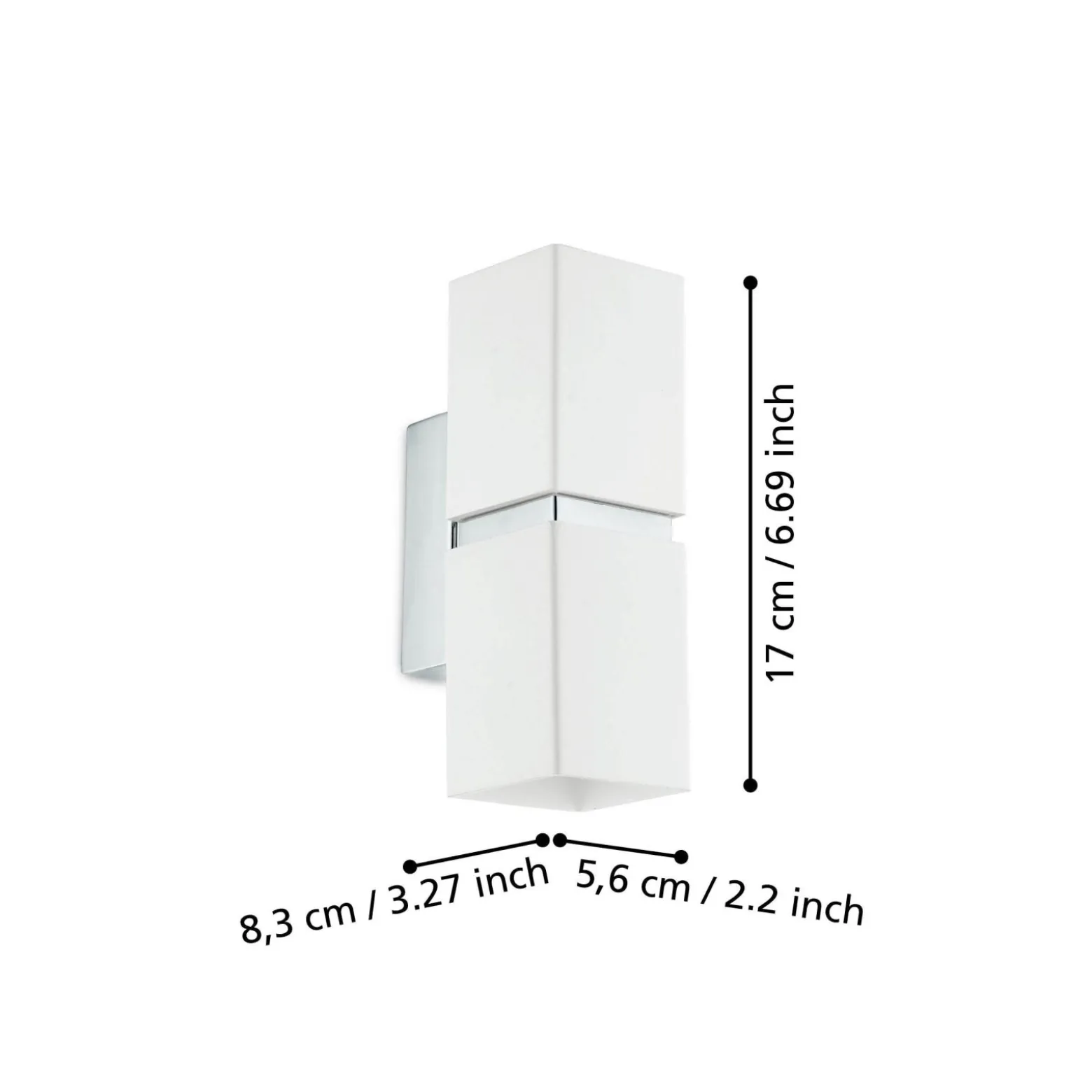 Eglo LED Vägglampa Passa Stål Krom Vit 28W 500lm - 830 Varm Vit | Passande För 2x GU10