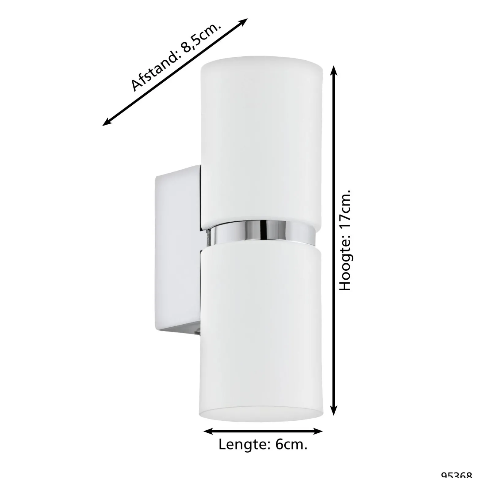 Eglo LED Vägglampa Passa Stål Krom Vit 28W 500lm - 830 Varm Vit | Passande För 2x GU10