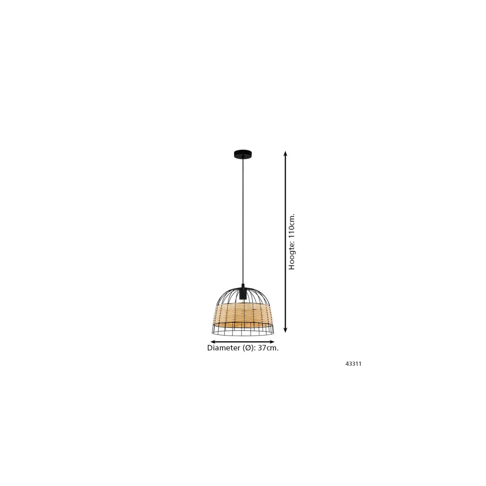 Eglo Pendellampa Anwick Stål Svart | 370mm - Passande För 1x E27