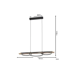 Eglo Pendellampa Boyal Trä Svart, Rostig 40.5W 3600lm - 830 Varm Vit | Dimbar