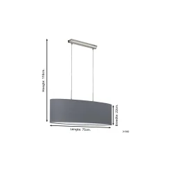 Eglo Pendellampa Pasteri Stål Satin Nickel | IP20 - Passande för 2x E27