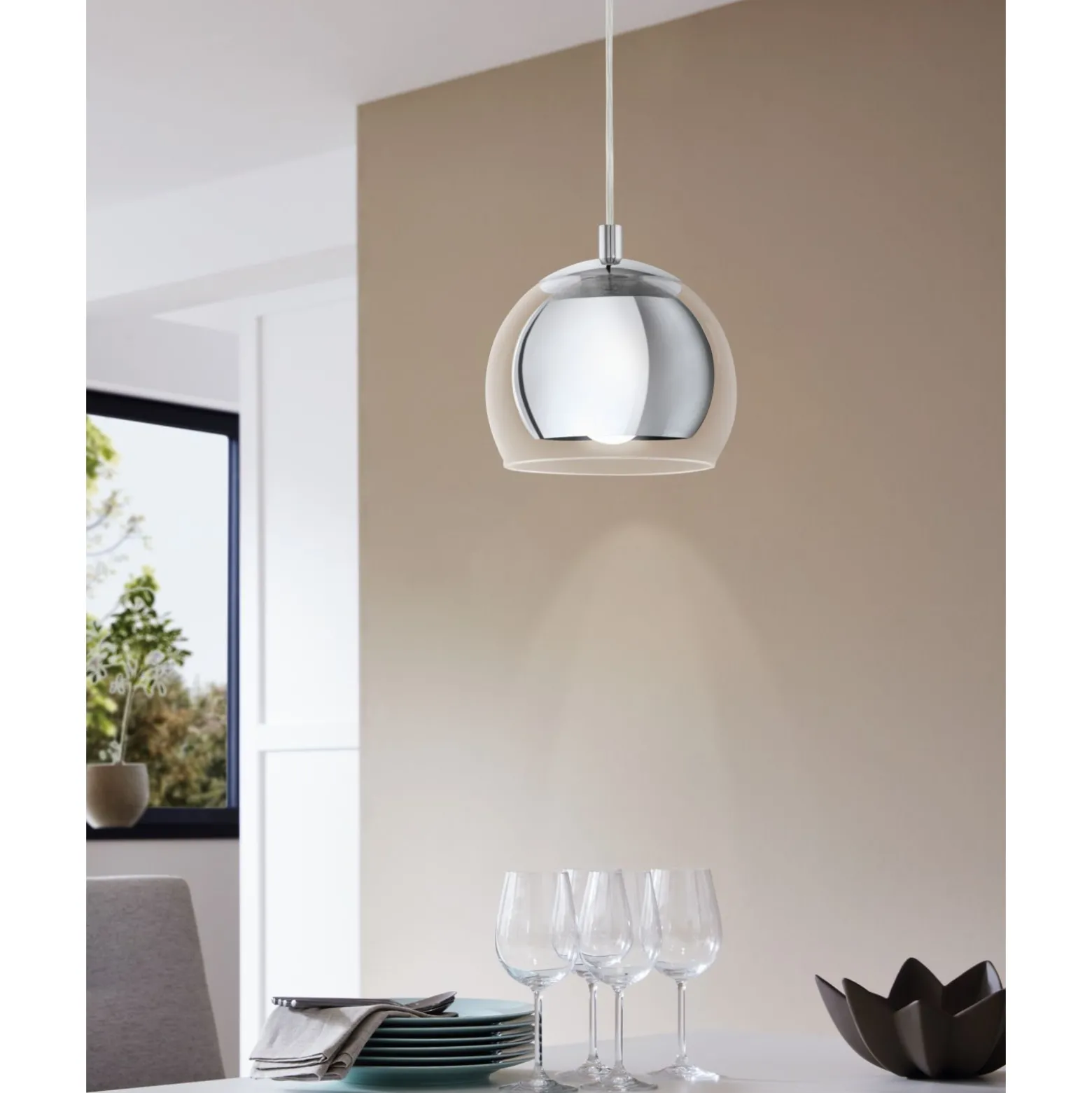 Eglo Pendellampa Rocamar Stål Krom | 190mm - Passande För 1x E27