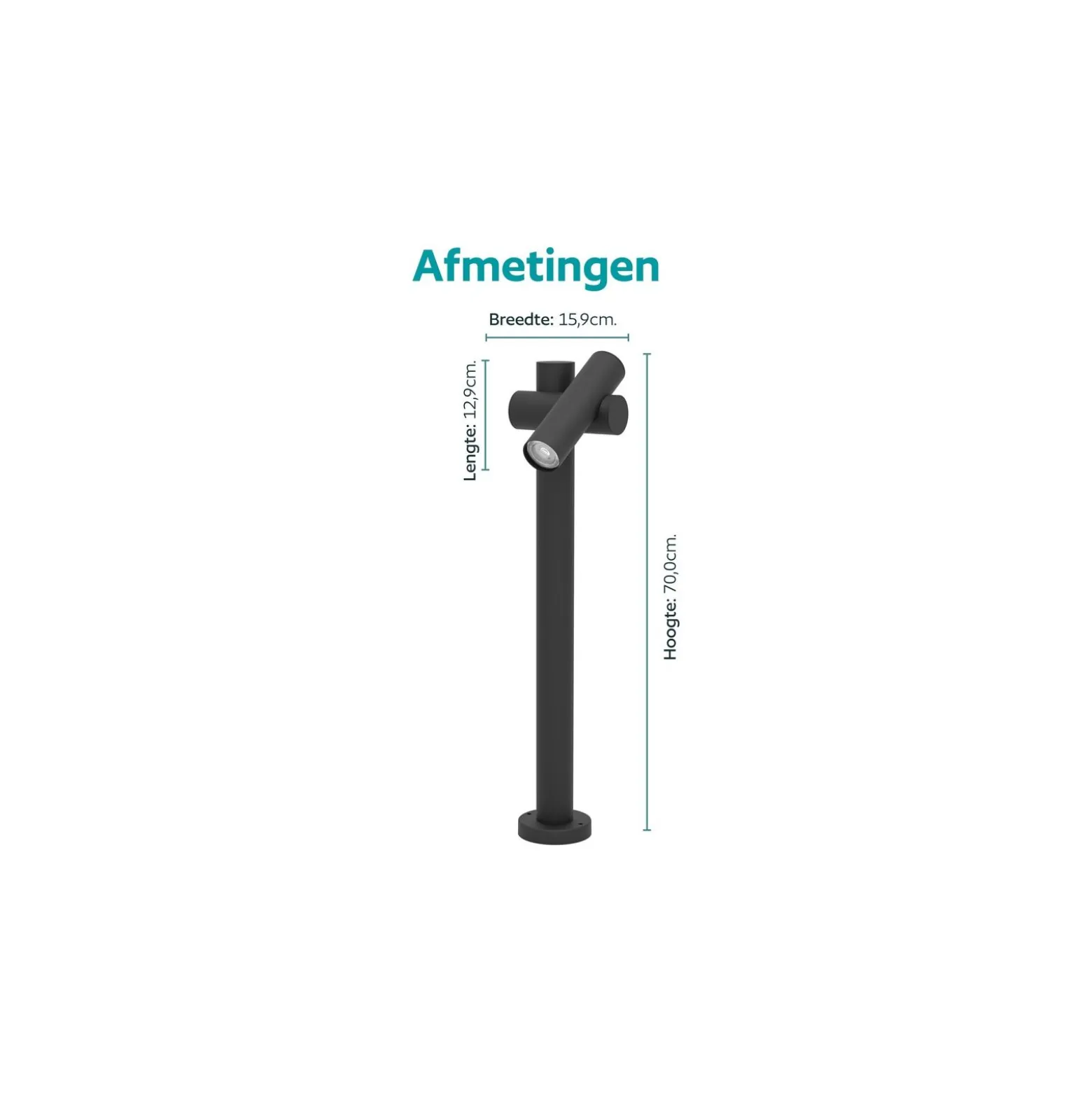 Eglo Piedestallampa Fossignano Aluminium Svart 4W 550lm - 830 Varm Vit | IP44