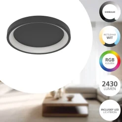 Eglo Taklampa Loretello-Z Stål Svart 19W 2430lm - 827-865 Justerbar Vit | 350mm - Dimbar