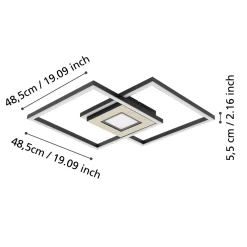 Eglo Taklampa Marinello Aluminium Stål Svart Trä 17W 5160lm - 827-865 Justerbar Vit | Dimbar