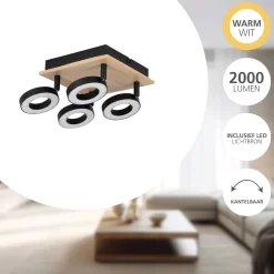Eglo Taklampa Rielves Trä Svart 4W 500lm - 830 Varm Vit