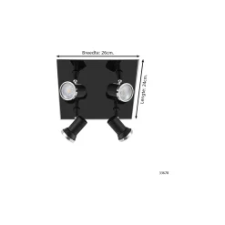 Eglo Taklampa Tamara 1 Stål Svart Krom 4x2.8W 4x250lm - 830 Varm Vit | IP44 - Inkl. 4x GU10