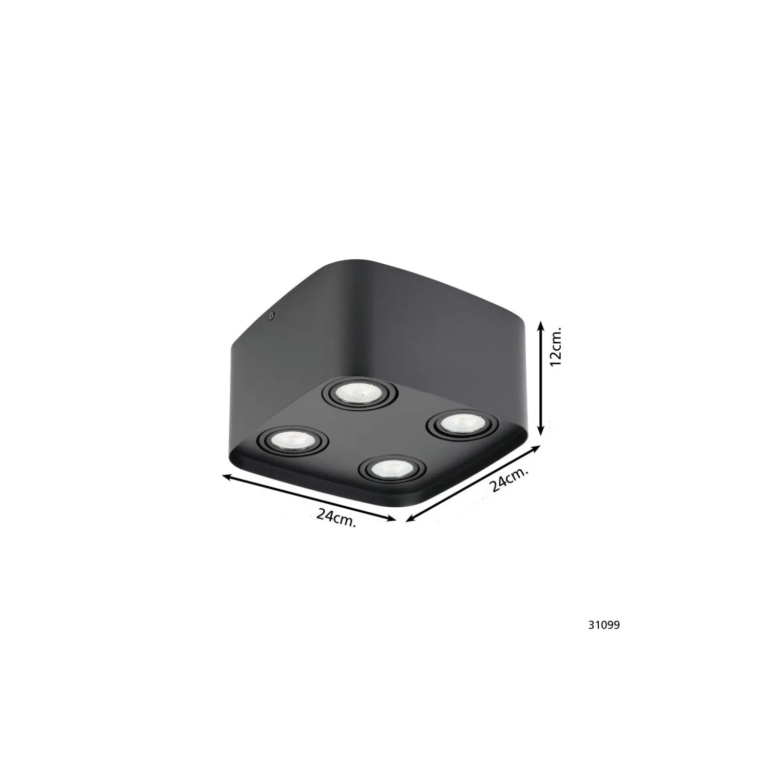 Eglo Tak Spot Arenzano Stål Svart 18.8W 1380lm - 830 Varm Vit | Dimbar - Passande för GU10