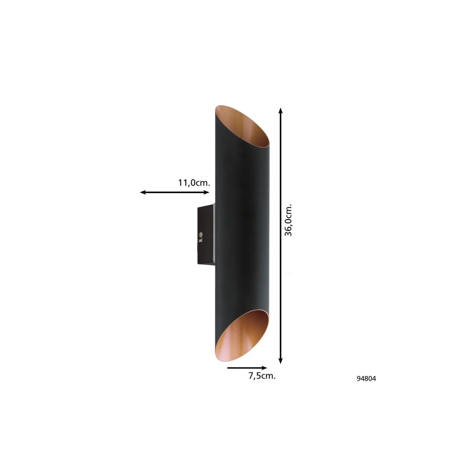 Eglo Vägglampa Agolada Utomhus Galvaniserat Stål Svart Koppar Up & Down 7.4W 660lm - 830 Varm Vit
