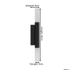 Eglo Vägglampa Alcudia Aluminium Stål Svart 55W 1200lm - 830 Varm Vit | IP44