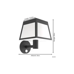 Eglo Vägglampa Altilia Solar Svart 7W 800lm - 830 Varm Vit | IP65 - Rörelsesensor
