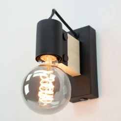 Eglo Vägglampa Bailrigg Stål Svart Trä | Passande För 1x E27