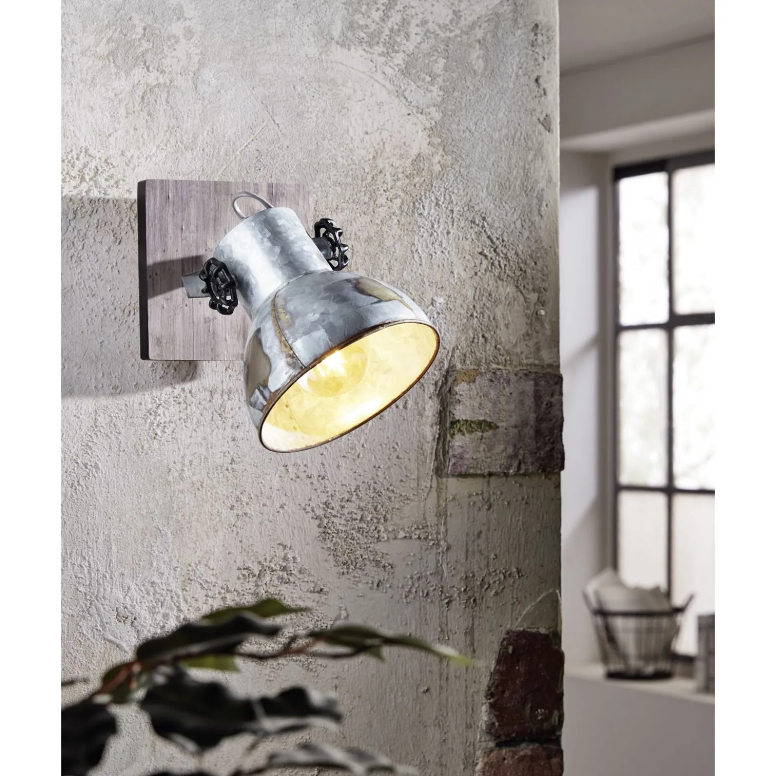Eglo Vägglampa Barnstaple Trä Stål Svart | Passande För 1x E27