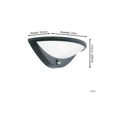 Eglo Vägglampa Belcreda Aluminium Antracit 9W 1200lm - 830 Varm Vit | IP44 - Rörelse- och Ljussensor