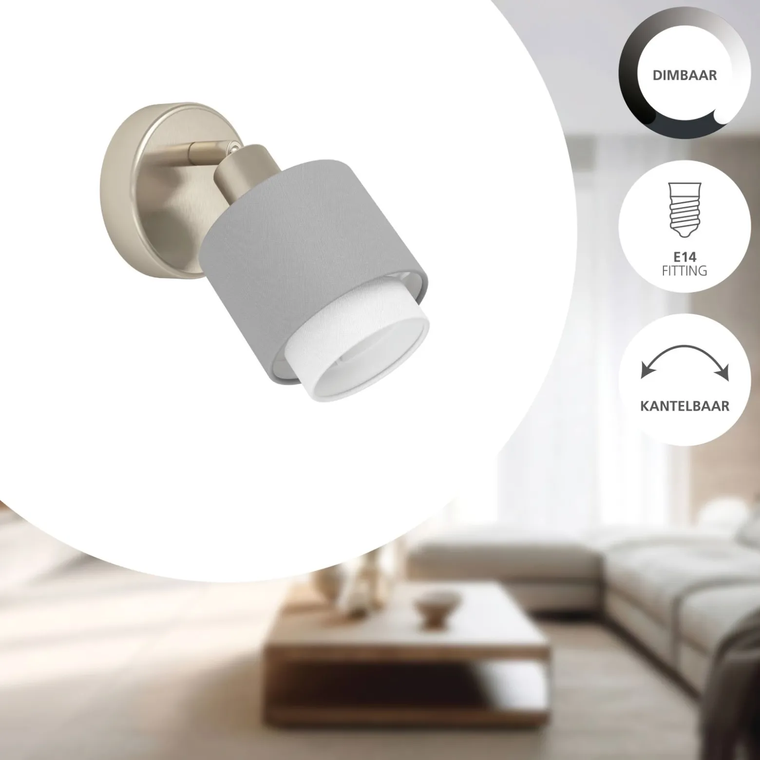 Eglo Vägglampa Bellizzi Stål Grå | Passande För 1x E14