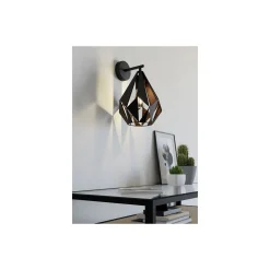 Eglo Vägglampa Carlton 1 Stål Svart Koppar | IP20 - Passande för 1x E27