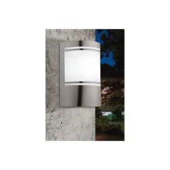 Eglo Vägglampa Cerno 2 Rostfritt Stål | IP44 - Passande för 1x E27 - Ljussensor