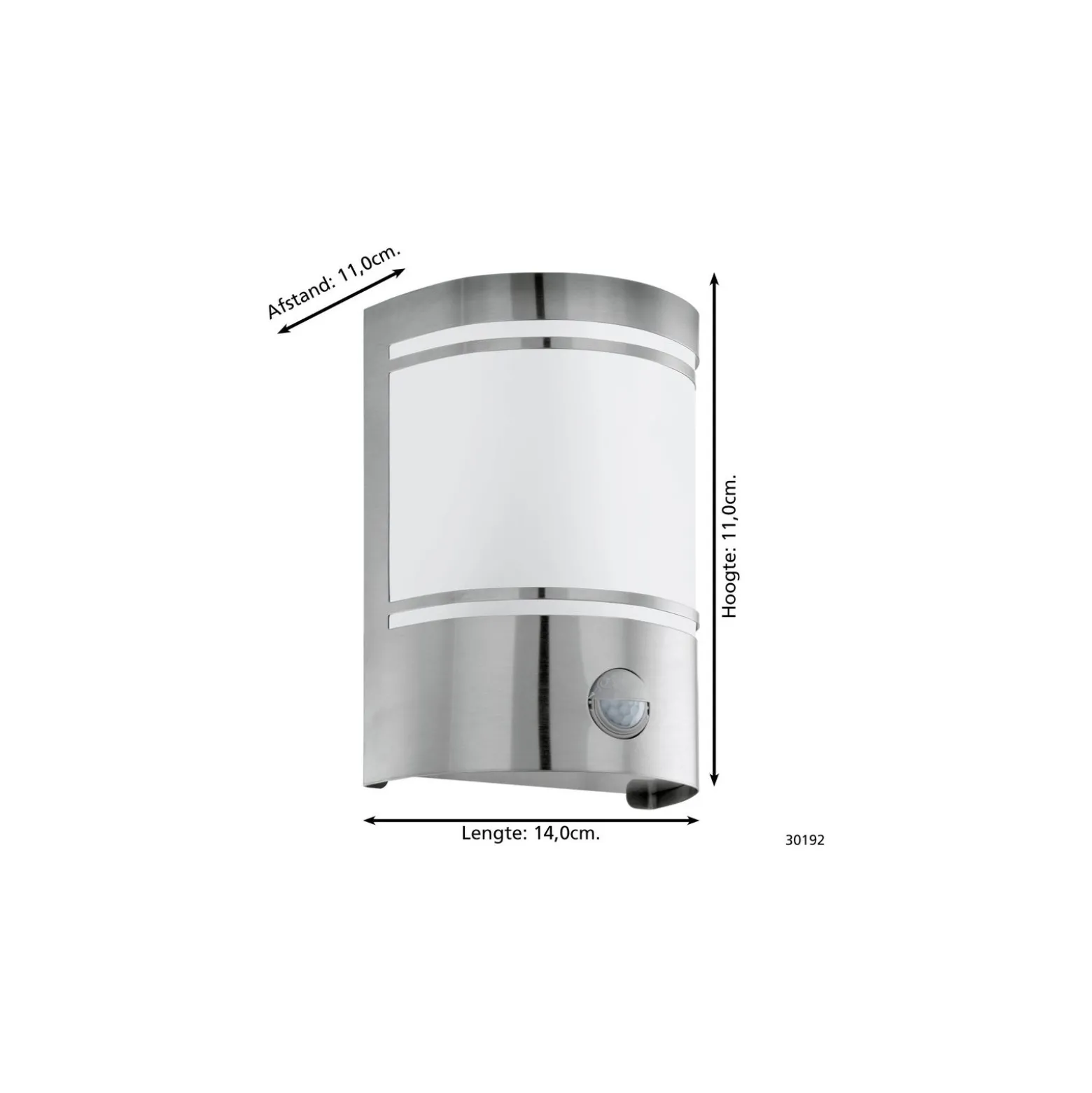 Eglo Vägglampa Cerno Rostfritt Stål | IP44 - Passande för 1x E27 - Rörelsesensor