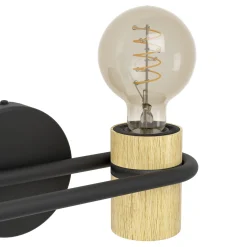 Eglo Vägglampa Chieveley Stål Svart Trä | Passande För 2x E27