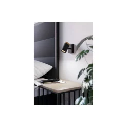 Eglo Vägglampa Consuma Svart, Brun | Passande för GU10