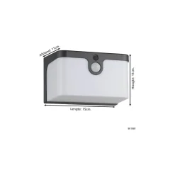 Eglo Vägglampa Croara Solar Svart 7W 800lm - 830 Varm Vit | IP65 - Rörelsesensor