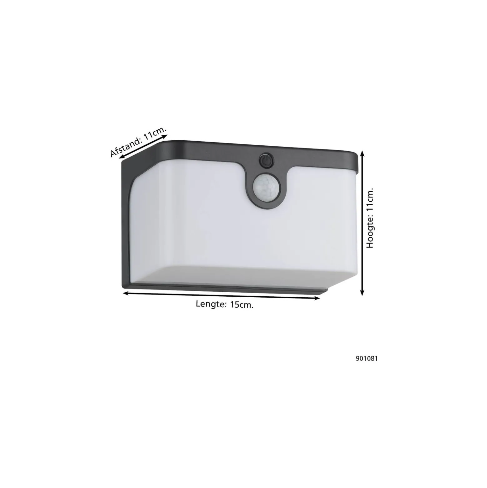 Eglo Vägglampa Croara Solar Svart 7W 800lm - 830 Varm Vit | IP65 - Rörelsesensor