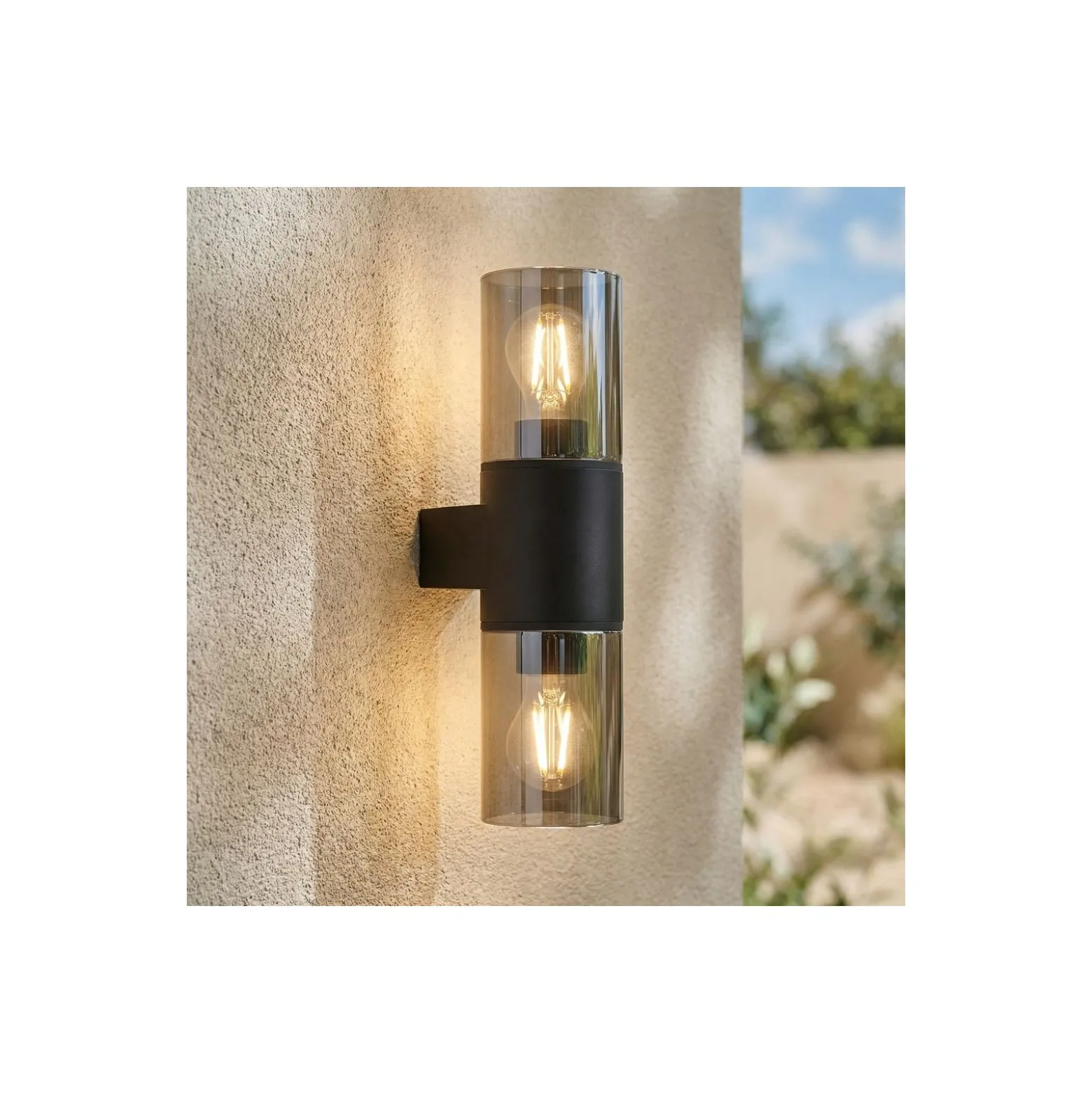 Eglo Vägglampa Cropani Svart Up & Down | IP54 - Passande för 2x E27