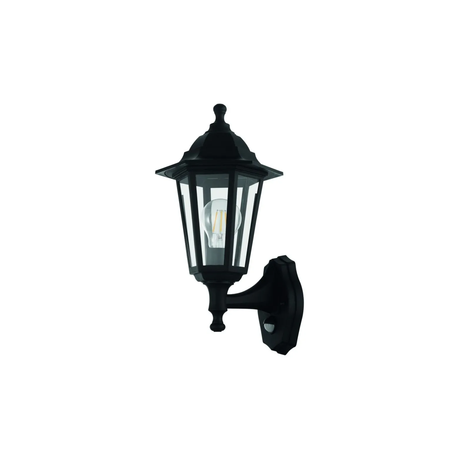 Eglo Vägglampa Duanera Svart | IP44 - Passande för 1x E27 - Rörelsesensor