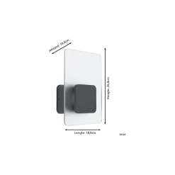 Eglo Vägglampa Eredita Rostfritt Stål Antracit 10W 1000lm - 830 Varm Vit | IP44