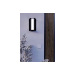 Eglo Vägglampa Genovese Aluminium Svart 10W 1050lm - 865 Dagsljus | IP65 - Rörelsesensor