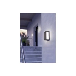 Eglo Vägglampa Genovese Aluminium Svart 10W 1050lm - 865 Dagsljus | IP65 - Rörelsesensor