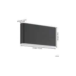 Eglo Vägglampa Grutti Aluminium Antracit 5W 630lm - 830-840-865 CCT | IP65
