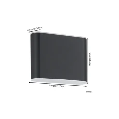 Eglo Vägglampa Grutti Aluminium Antracit 2W 320lm - 830-840-865 CCT | IP65