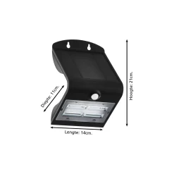 Eglo Vägglampa Lamozzo Solar Svart 3W 440lm - 830-840 CCT | IP54 - Rörelse- och Ljussensor