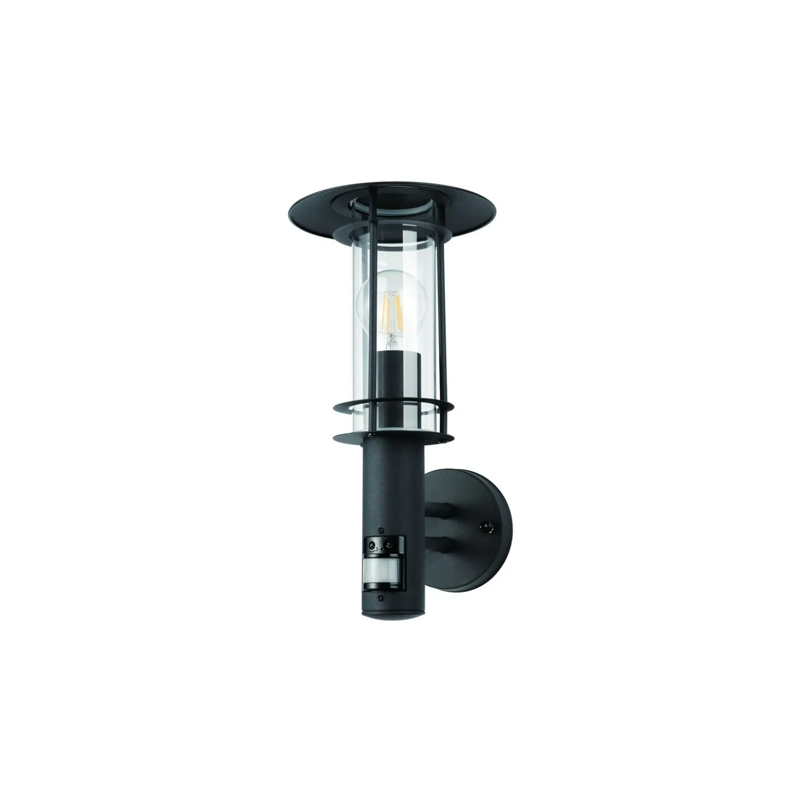 Eglo Vägglampa Lisio 1 Rostfritt Stål Svart | IP44 - Passande för 1x E27 - Rörelsesensor