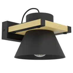 Eglo Vägglampa Maccles Stål Svart Trä | Passande För 1x E27