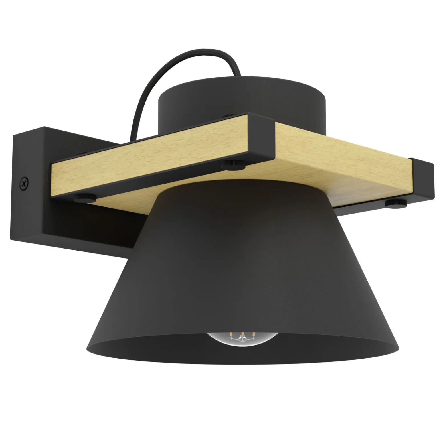 Eglo Vägglampa Maccles Stål Svart Trä | Passande För 1x E27