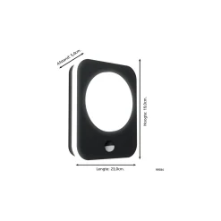 Eglo Vägglampa Madriz Aluminium Svart 3W 370lm - 830 Varm Vit | IP44 - Rörelsesensor