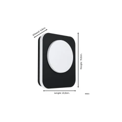 Eglo Vägglampa Madriz Aluminium Svart 3W 370lm - 830 Varm Vit | IP44
