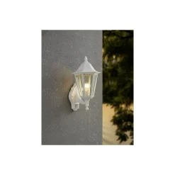 Eglo Vägglampa Navedo Aluminium Vit | IP44 - Passande för 1x E27 - Rörelsesensor