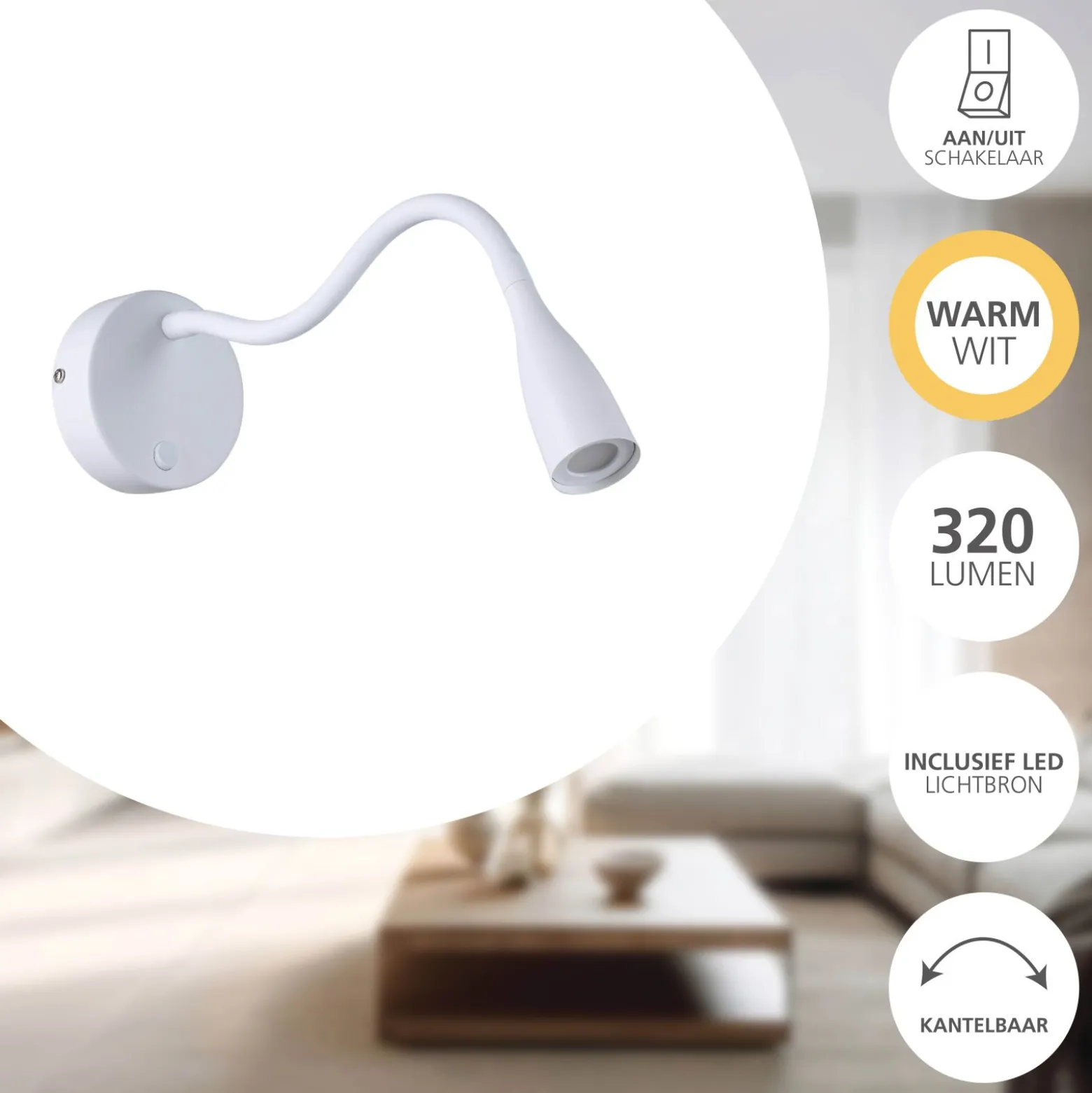 Eglo Vägglampa Olivandino Stål Vit 38W 320lm - 830 Varm Vit