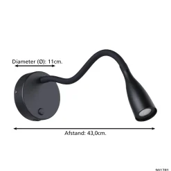 Eglo Vägglampa Olivandino Stål Svart 38W 320lm - 830 Varm Vit