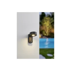 Eglo Vägglampa Palosco Stål Svart 4W 360lm - 830 Varm Vit | IP44 - Rörelsesensor