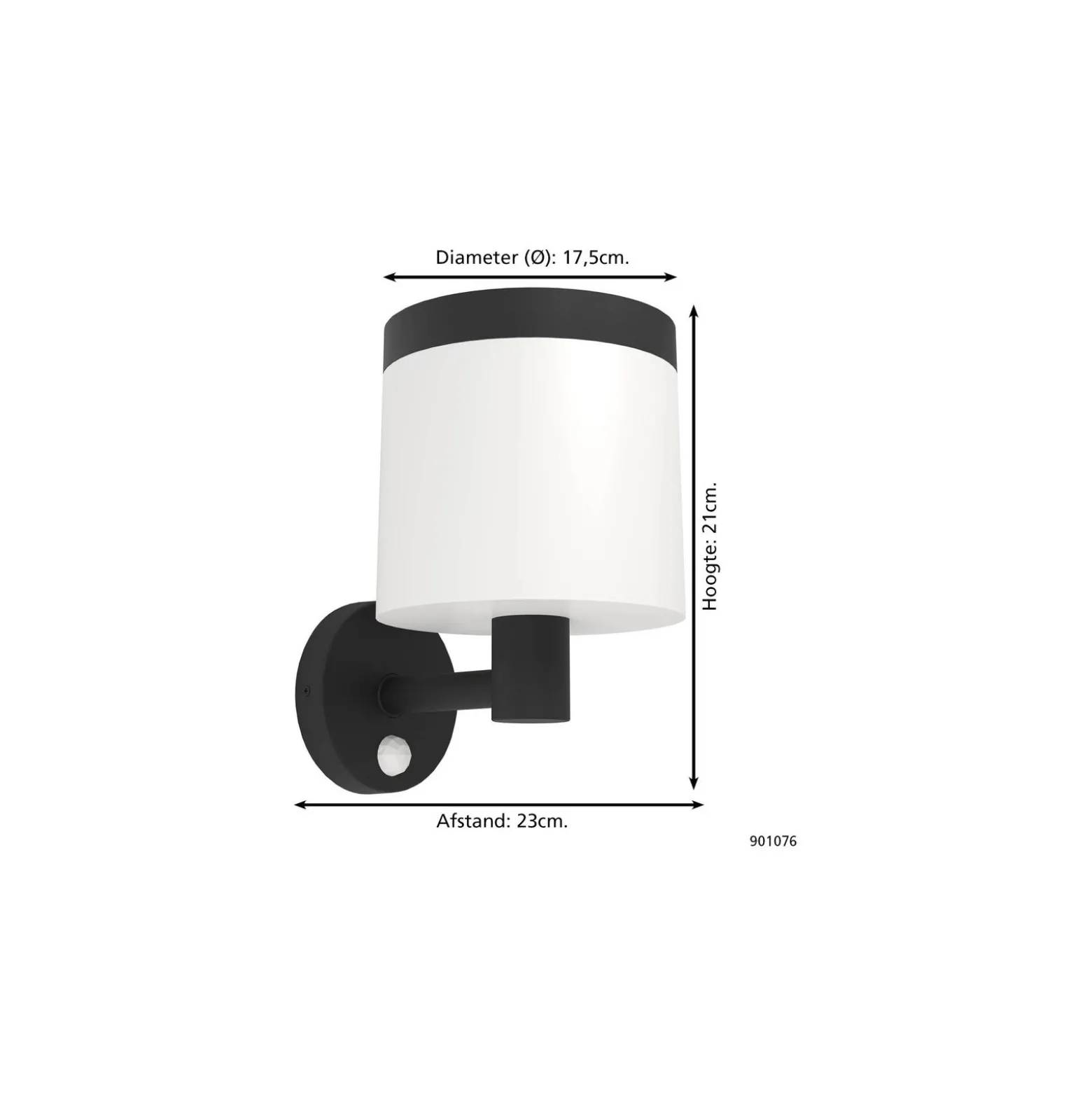 Eglo Vägglampa Pantete Solar Svart 7W 790lm - 830 Varm Vit | IP65 - Rörelsesensor
