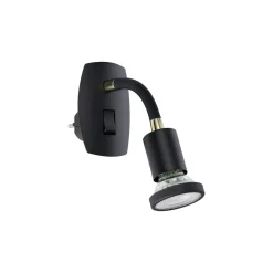 Eglo Vägglampa Parrini Lamp med Strömkontakt Svart 4.5W 345lm - 830 Varm Vit | IP20 - Inkl. 1x GU10