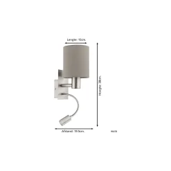 Eglo Vägglampa Pasteri Stål Satin Nickel 40 | IP20 - Inkl. Spot och Exkl. 1x E27