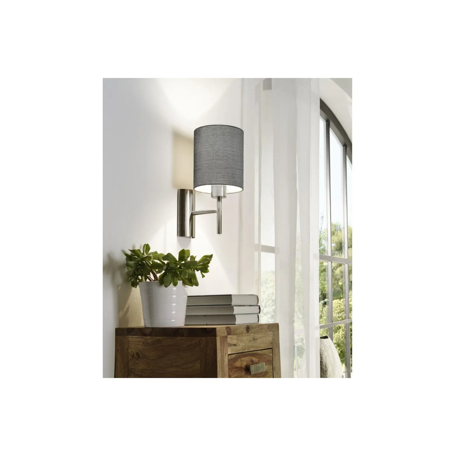 Eglo Vägglampa Pasteri Stål Satin Nickel | IP20 - Passande för 1x E27